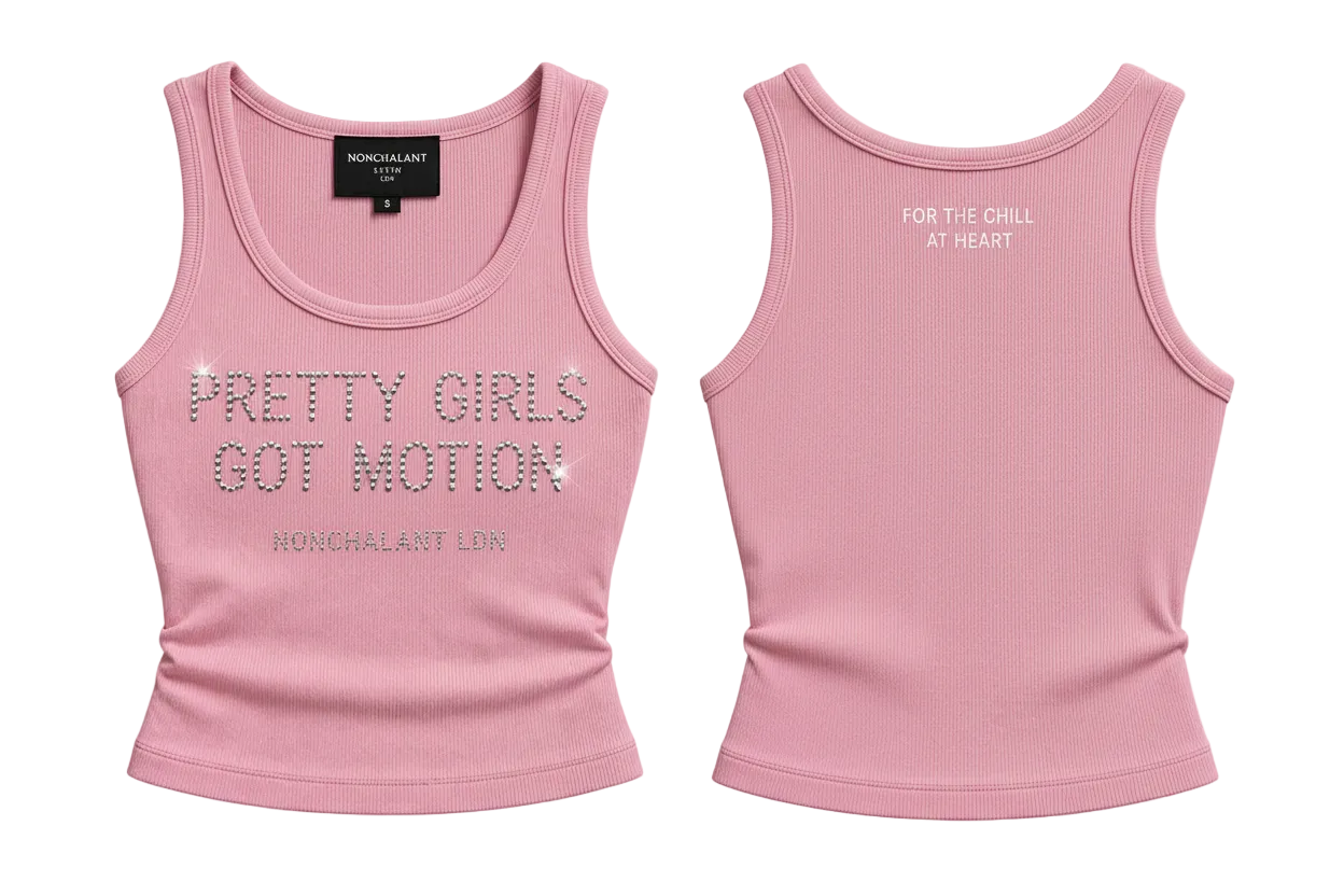 "PRETTY GIRLS GOT MOTION" RIBBED TANK | PINK
