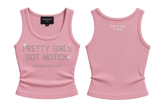 "PRETTY GIRLS GOT MOTION" RIBBED TANK | PINK